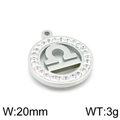 Silver stainless steel Libra zodiac pendant with clear rhinestones 20mm diameter - Libra(KLJ3541-Z)
