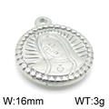 Colgante Virgen María de plata con motivo de pájaro, diámetro 16mm y peso 3g - Color Acero Virgen María 16mm (KLJ4883-Z)