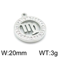 Polished silver stainless steel Virgo pendant with sparkling stones, 20mm diameter - Scorpio(KLJ3563-Z)