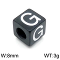Black stainless steel cube bead with white letter G for DIY jewelry making 8mm - Letter G Black (KLJ1172-Z)
