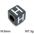8mm black square stainless steel bead with white letter H for DIY jewelry crafting - Letter H Black (KLJ1173-Z)