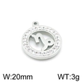 Gold stainless steel Capricorn zodiac pendant with crystal stones, 20mm diameter - Capricorn(KLJ3545-Z)