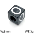8mm black square letter bead with white pattern, DIY craft accessory weighing 3g - Letter O Black (KLJ1180-Z)