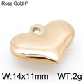 Polierter 3D-Herzanhänger aus roségoldfarbenem Edelstahl in der Größe 14x11mm - Roségold 14*11mm (KLJ4988-Z)