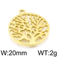 Golden stainless steel tree of life cutout pendant 20mm round charm jewelry component - Gold Hollow Tree of Life Pendant (KLJ4266-Z) / 20mm