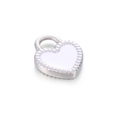 White heart enamel pendant with silver scalloped metal frame for DIY jewelry making - Steel Color White Heart Style B (KLJ8373-Z)
