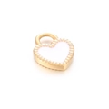 Golden heart pendant with white enamel inlay and textured edge for jewelry making - Gold Color White Heart Style B (KLJ8374-Z)
