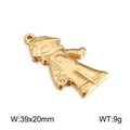 Colgante de niña rock punk dorado en acero inoxidable de 39x20mm de tamaño - 39x20mm / Color Dorado (KLJ2416-Z)