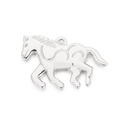 Colgante de caballo al galope en acero inoxidable plateado pulido para joyería - Color Acero