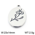 Silver stainless steel oval flower pendant 23x14mm for DIY jewelry making - Flower Style (KLJ8066-Z) / Silver