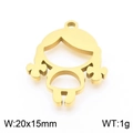 Colgante de niña en acero inoxidable dorado, 20x15mm, amuleto ligero de 1g para bisutería - Dorado (KLJ7954-Z)