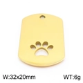 Colgante de acero de titanio espejo dorado con huella de gato hueca, 32x20mm - Dorado (KLJ7979-Z)