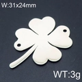 Silver four-leaf clover stainless steel pendant 31x24mm for DIY jewelry making - Solid Flat Style (KLJ6498-Z) / 31x24mm