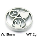 16mm round stainless steel hollow pendant featuring heart and peace sign designs - Peace Heart Style (KLJ5902-Z)