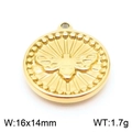 Colgante abeja en relieve de acero dorado para creación de joyas DIY 16x14mm - Estilo Pequeño (KLJ8196-Z) / Dorado