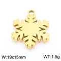 Pendentif flocon de neige doré en acier inoxydable avec boucle de suspension 19x15mm - Or (KLJ7966-Z)
