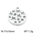 Silver stainless steel hollow star circular pendant charm measuring 17x15mm and 1.3g - Silver (KLJ7777-Z)