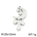 Colgante de luna y estrella en acero inoxidable plateado, 25x12mm para bisutería - Color Acero (KLJ7793-Z)