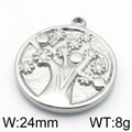 Ciondolo albero della vita in acciaio inossidabile argento charm rotondo da 24mm - Albero della Vita Tondo Acciaio (KLJ5802-Z)