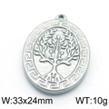 Silver tree of life oval pendant with fretwork border, size 33x24mm and weight 10g - Steel Oval Tree of Life (KLJ5808-Z)