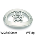 Conector de mano de Fátima plateado para pulseras DIY con hexagrama y medida 38x30mm - Conector Mano De Fátima Estrella De David Ovalada (KLJ5664-Z) / Color Acero