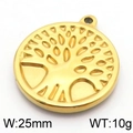 Golden stainless steel round tree of life pendant with embossed design 25mm - Gold Hollow Round Tree of Life (KLJ5813-Z)