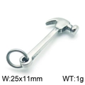 Silver stainless steel hammer pendant charm with 25x11mm dimensions for jewelry making - Steel Color Hammer (KLJ5572-Z)