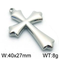 Colgante de cruz grande en acero inoxidable plateado de 40x27mm para joyería artesanal - Color Acero (KLJ5646-Z)