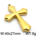 Colgante de cruz en acero inoxidable dorado para bisutería DIY, tamaño 40x27mm - Color Dorado (KLJ5647-Z)