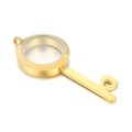 Colgante relicario dorado de 25mm con forma de llave de cristal y diseño de corazón - Color Dorado (KLJ4411-Z)