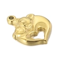 Colgante de gato abrazando un corazón de acero inoxidable dorado con acabado pulido - Estilo de Gato Abrazado Corazón / Dorado