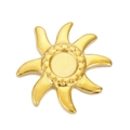 Minimalist golden sun-shaped stainless steel charm with curved rays for jewelry making - Gold Sun Style (KLJ6753-Z)