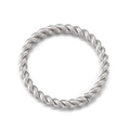 Anillo trenzado plateado minimalista con diseño de espiral de hilos metálicos - Trenza Retorcida (KLJ5058-Z) / 13mm / Color Acero