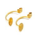 Gouden roestvrijstalen oorbelhaken met platte basis voor doe-het-zelf sieradenaccessoires - Gouden Gebogen Basis Oorknopjes (KLJ598-Z) / Goud