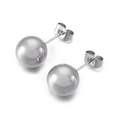 Minimalist stainless steel ball stud earrings with a polished silver finish for women - Steel Color Round Ball Stud Earrings 8mm(KLJ584-Z)