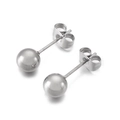 Minimalist gold-plated stainless steel ball stud earrings with polished mirror finish - Steel Color Round Ball Stud Earrings 6mm(KLJ594-Z)