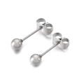 Minimalist silver spherical ball stud earrings with polished mirror finish and butterfly backings - Steel Color Round Ball Stud Earrings 4mm(KLJ596-Z)