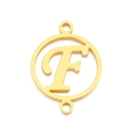 DIY Buchstabe F Anhänger aus goldenem Edelstahl mit geometrischem Hohl-Doppelring-Design - Buchstabe F(KLJ5121-Z)