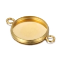 Golden round stainless steel birthstone bezel pendant connector for DIY jewelry - Gold Round 2-Loop Bezel Tray (KLJ6066-Z)