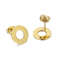 Pendientes de botón redondos en acero inoxidable dorado con lazo para colgante DIY - Color Oro Redondo (KLJ6736-Z)