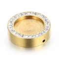 Engaste redondo dorado con circonitas y cristales con agujero lateral para joyas DIY - Redondo (KLJ4090-Z) / Dorado