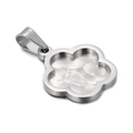 Silver stainless steel four-leaf clover pendant with concentric textures for DIY jewelry - Clover Shape (KLJ6721-Z)