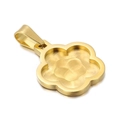 Golden flower-shaped stainless steel pendant base with empty tray for DIY jewelry - Clover Shape (KLJ6749-Z)