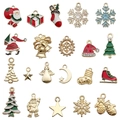Kerst emaille bedeltjes set met Kerstman en bomen voor het maken van DIY-sieraden en hangers - Gemengde 20 Ontwerpen KC Goud Emaille Kerstbedeltjes