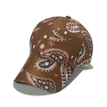 Brown baseball cap with paisley pattern and curved brim for outdoor sun protection - Brown