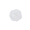 Detail view of handmade white satin camellia flower for hair and garment accessories - White