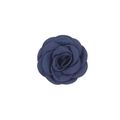 Close-up of handmade navy blue satin camellia flower with layered fabric petals - Navy Blue