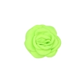 Detail shot of a bright lime green satin camellia flower for hair and garment accessories - Fruit Green