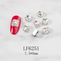 Sparkling AB crystal heart nail art charms with square rhinestones in silver base - AB Color Square (6251)