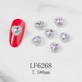 Macro detail of LF6268 purple heart nail diamonds and 7.5x8mm gem application - Lavender Heart Silver Base (6268)
